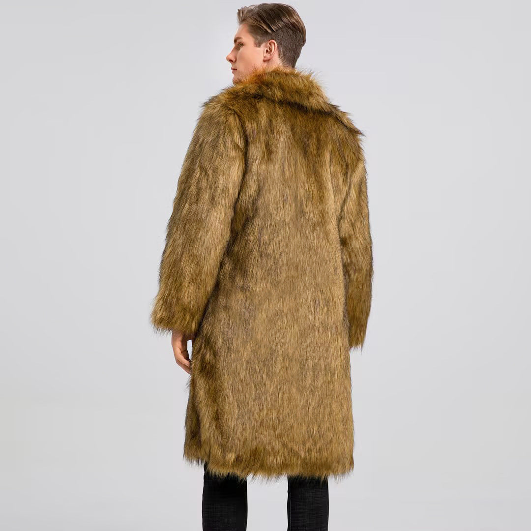 Luxury faux fur coat for men with hood Lune London
