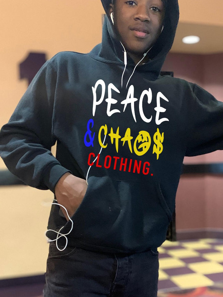 Hooded sweatshirt for men with a catchy inscription and practical pockets Lune London