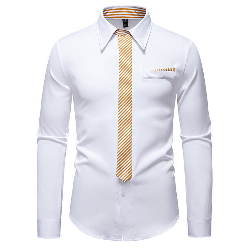 Men's long-sleeve shirt with an innovative collar design and a practical chest pocket Lune London