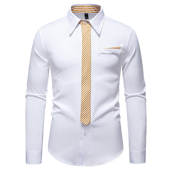 Men's long-sleeve shirt with an innovative collar design and a practical chest pocket Lune London