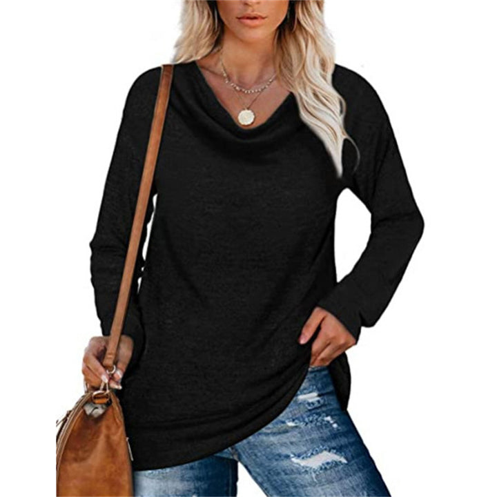 Casual long-sleeve t-shirt for women with classic cascade neckline Lune London