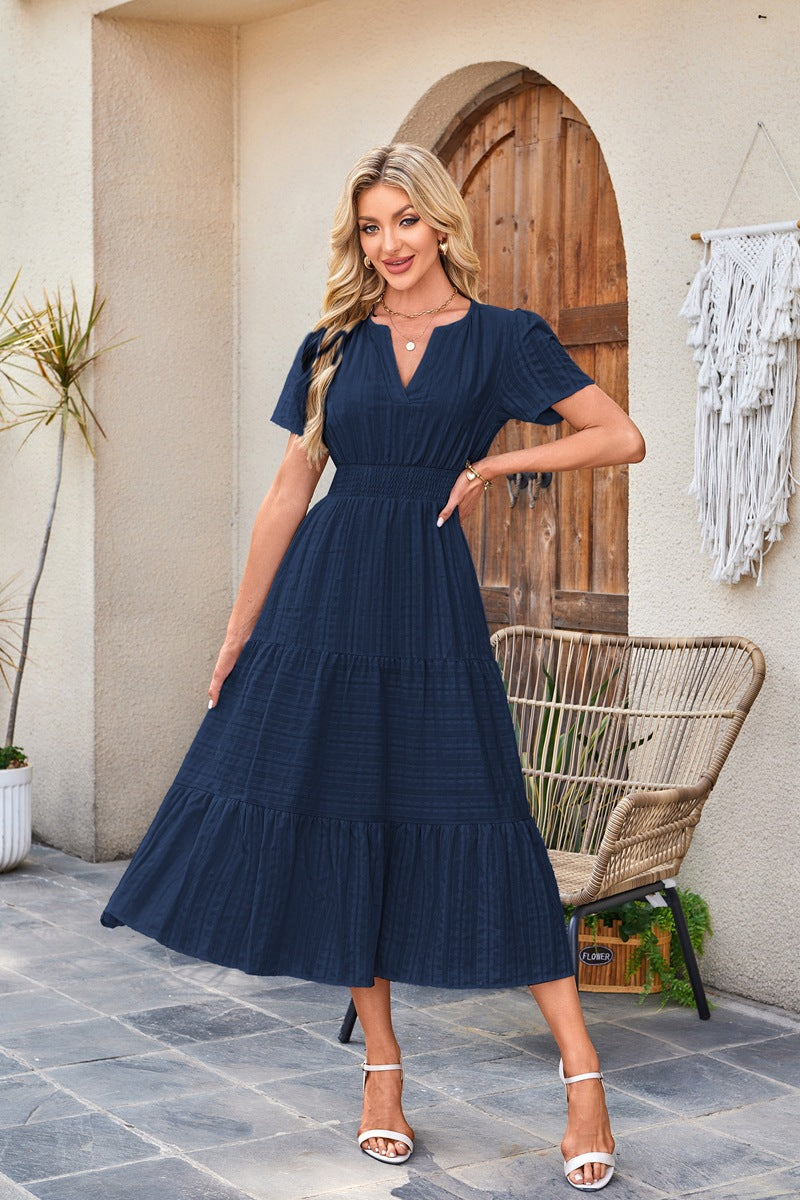 Maxi dress for ladies in lightweight striped fabric Lune London