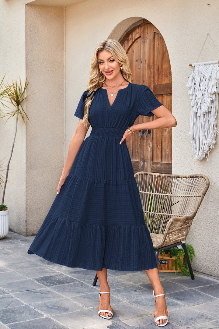Maxi dress for ladies in lightweight striped fabric Lune London