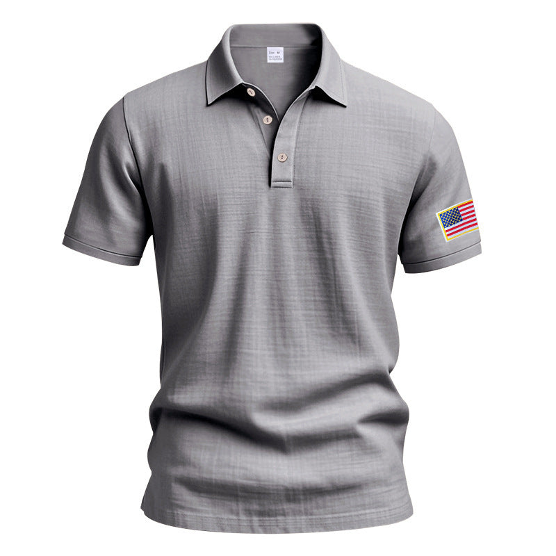 Men's sporty polo with American flag pattern and moisture-wicking technology Lune London