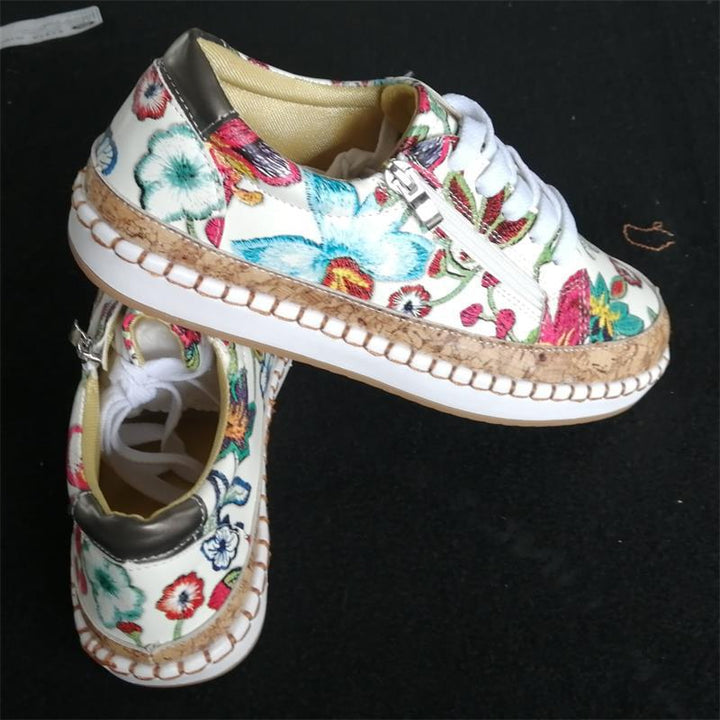 Comfortable ankle boots for ladies with cork sole and zipper Lune London
