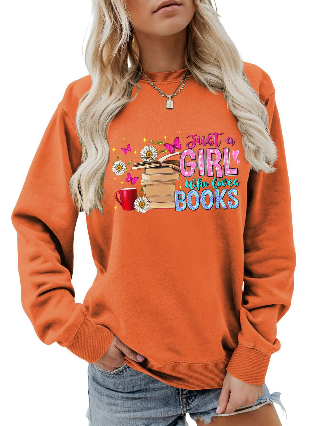 Sweat-shirt féminin avec motif de livre accrocheur et coupe décontractée Chic & Stil