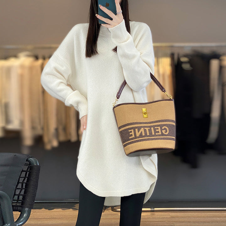 Oversized knitted sweater for women with asymmetrical hem Lune London