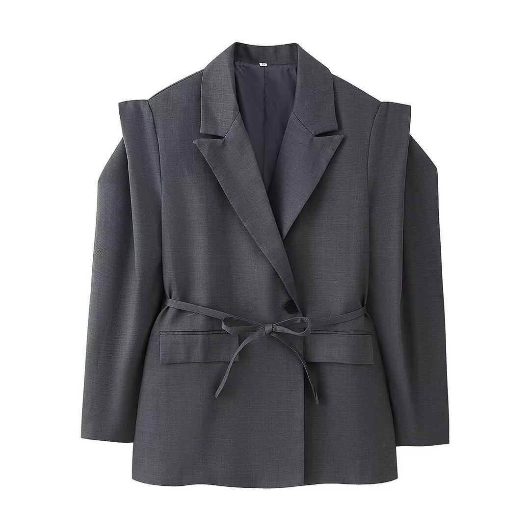Veste blazer élégante pour femmes avec coupe ajustée et ceinture à nouer Chic & Stil