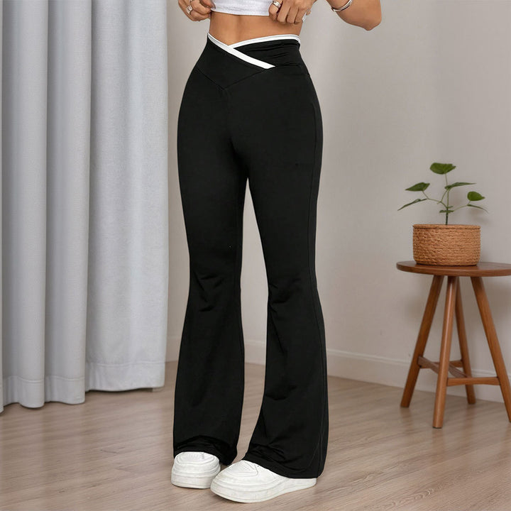 Pantalons de yoga évasés pour femmes avec taille haute et détails de surpiqûres élégants Chic & Stil