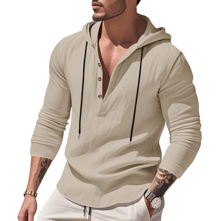 Men's casual hoodie with modern buttoned collar Lune London