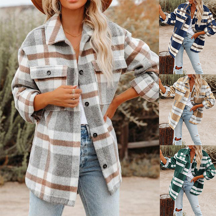 Ladies Checked Shirt Jacket Moon London