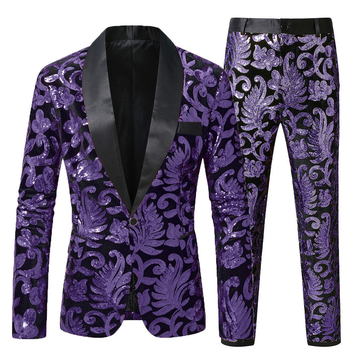 Sparkling tuxedo suit for men with floral sequin patterns Lune London