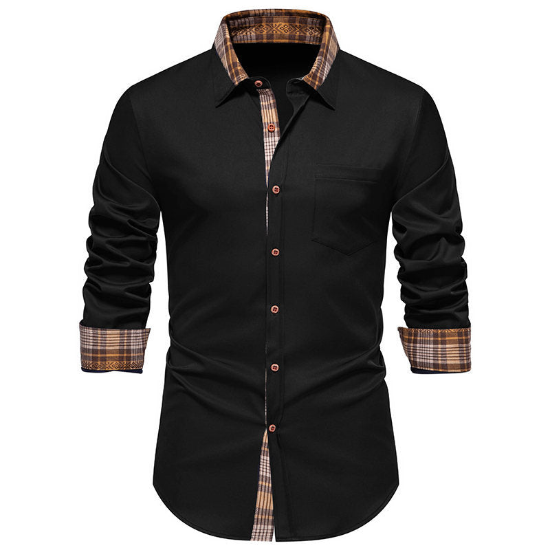 Long sleeve shirt for men with a modern checkered collar and a high-quality cotton blend Lune London
