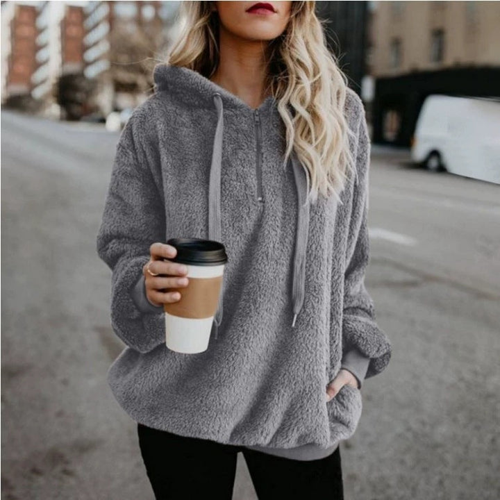 Ladies Oversized Fleece Hoodie with Comfortable Pockets and Drawstring Lune London