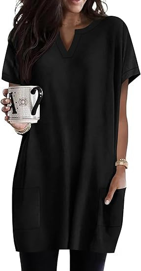 Robe tunique de loisirs pour femmes avec décolleté en V et poches Chic & Stil