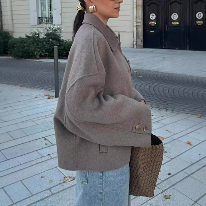 Oversized wool jacket for women with button details and loose fit Lune London