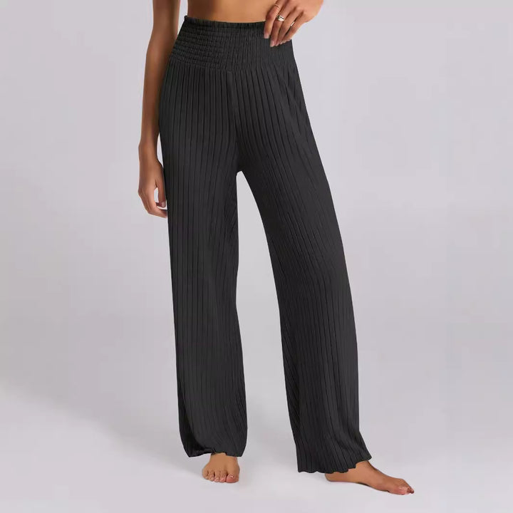 Lune London Wide Ribbed Palazzo Pants for Women
