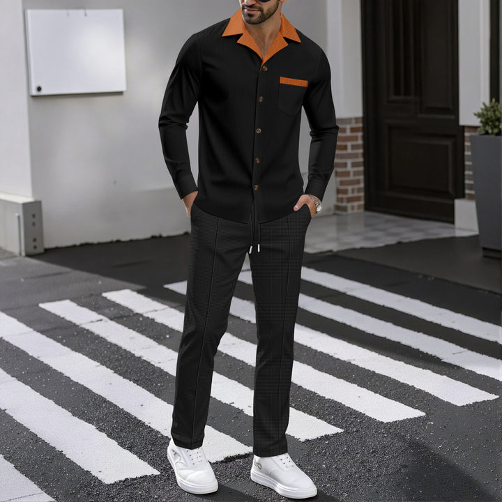 Luxury shirt for men with structured design featuring a contrast collar and practical chest pocket Lune London