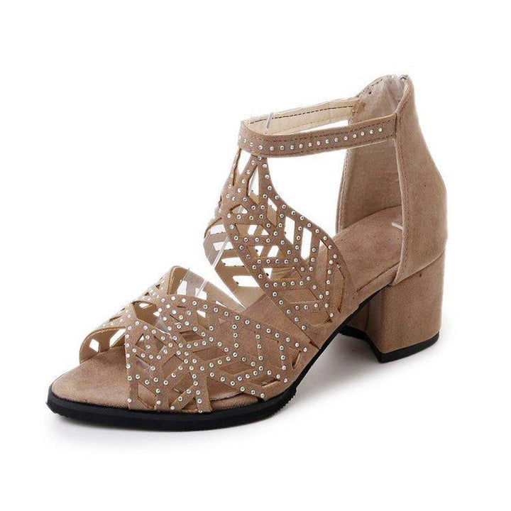 Glamorous rhinestone sandals for women with block heel Lune London