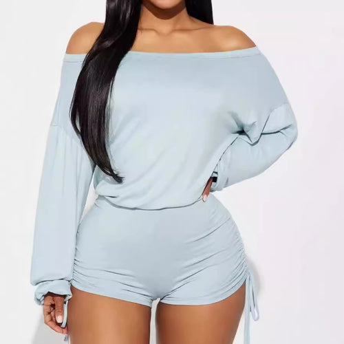 Lady Off-Shoulder Jumpsuit with gathered sides Lune London
