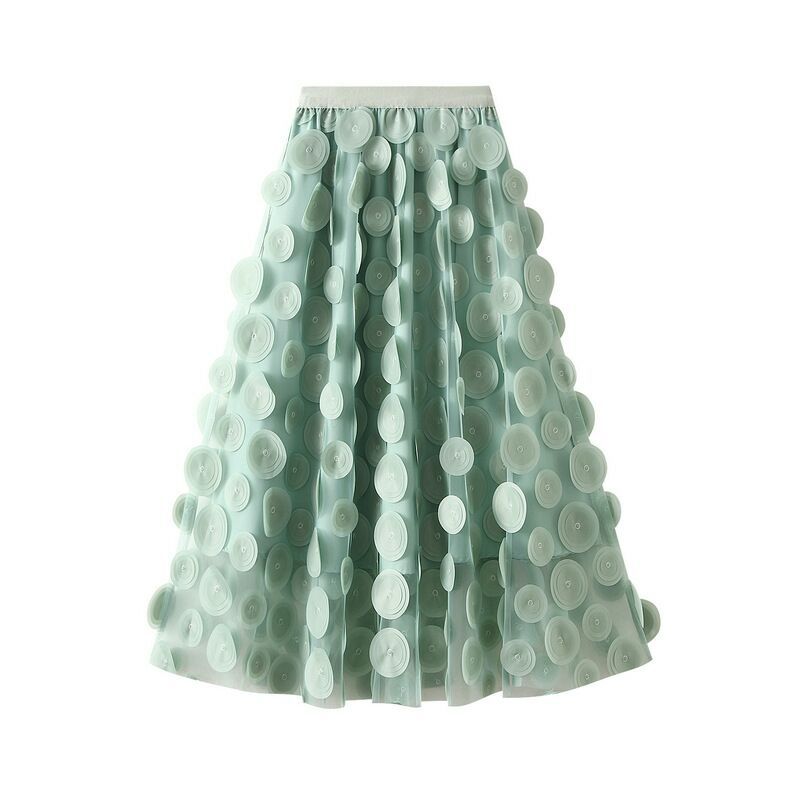 Elegant tulle skirt for women with 3D flower appliqués Lune London