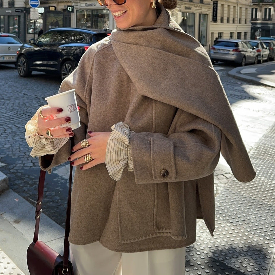 Oversized wool blend coat for women with shawl collar Lune London
