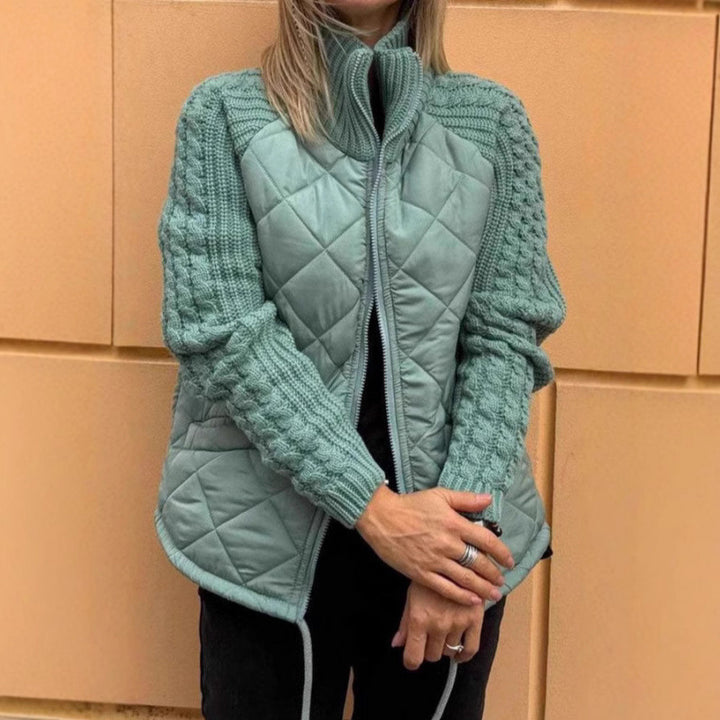 Lady quilted jacket with knitted sleeves Lune London
