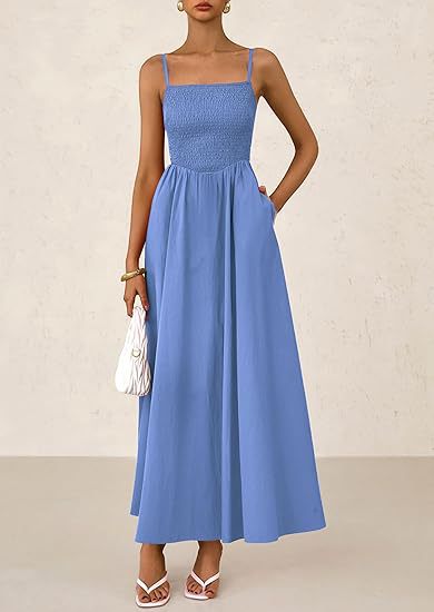 Maxi dress for women with elastic top and flowing skirt Lune London