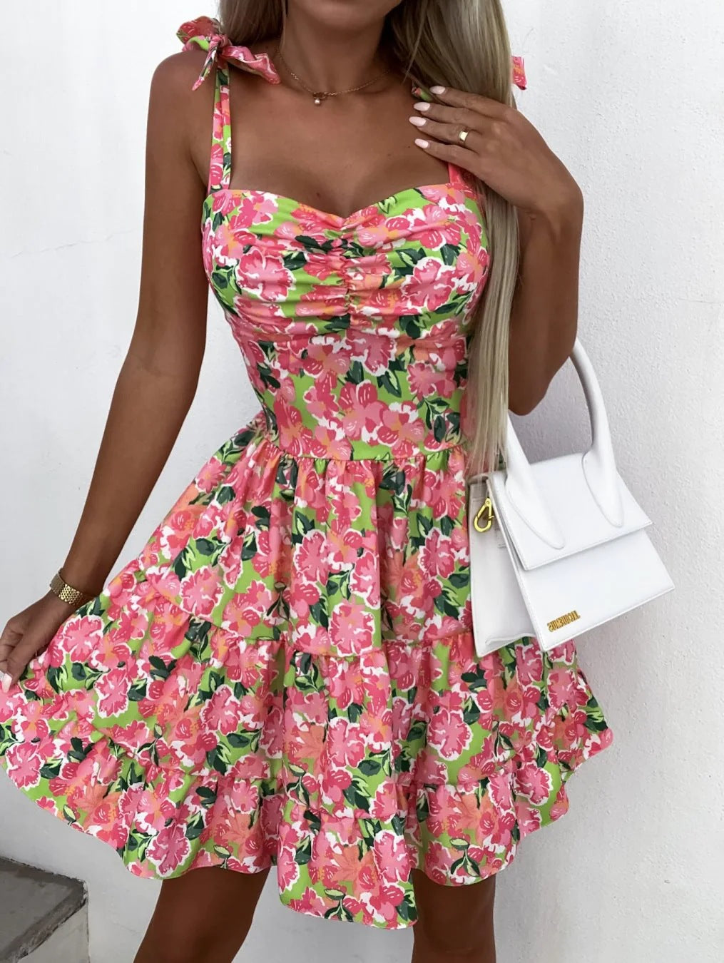 Floral A-Line Mini Dress for Women with Ruffled Hem Lune London