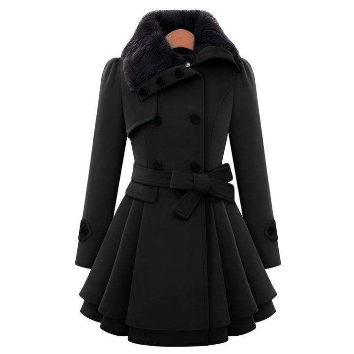 Elegant trench coat for women with removable fur collar and belted waist Lune London