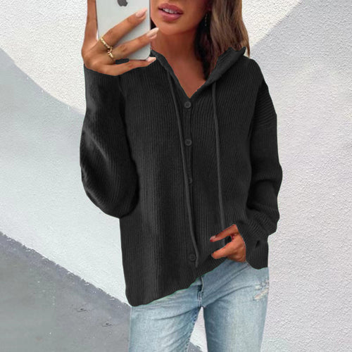 Lady cardigan with hood and button placket Lune London