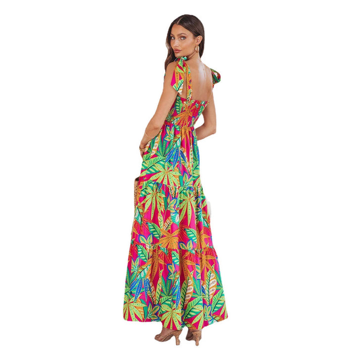 Ladies Tropical Print Maxi Dress Lune London