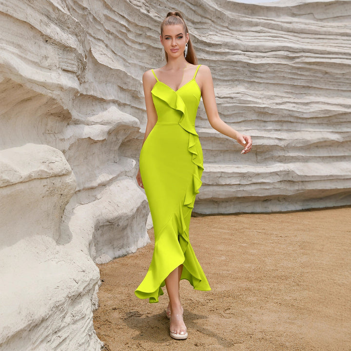 Robe Maxi Sexy pour Femme avec Volants et Fente Haute Chic & Stil