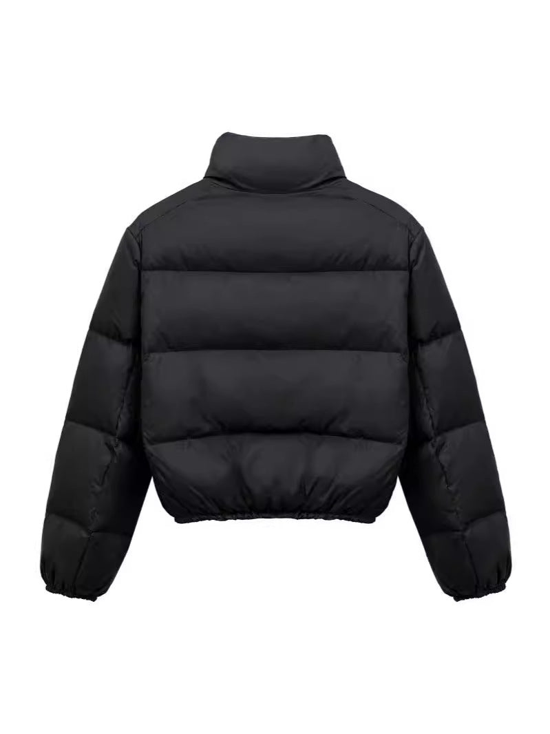 Elegant women's short down jacket with high collar and practical pockets Lune London