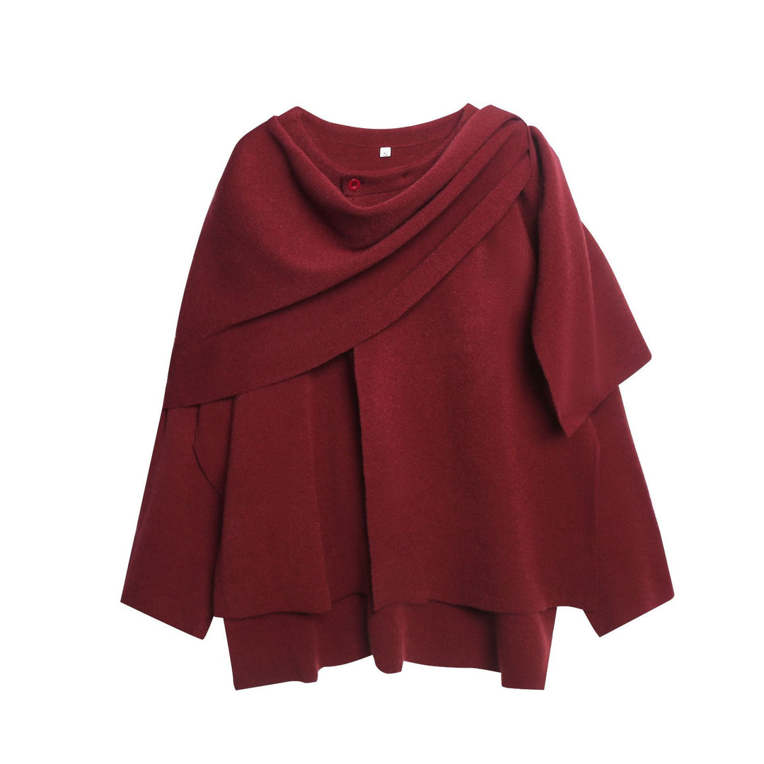 Lune London | Ladies' cozy knit poncho with refined draping