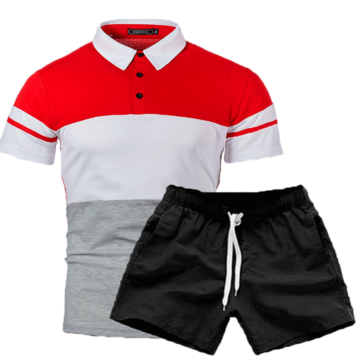 Men's polo set and swim shorts with modern Lune London accents