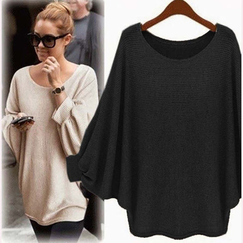 Oversized casual sweater for women with a deep round neckline Lune London