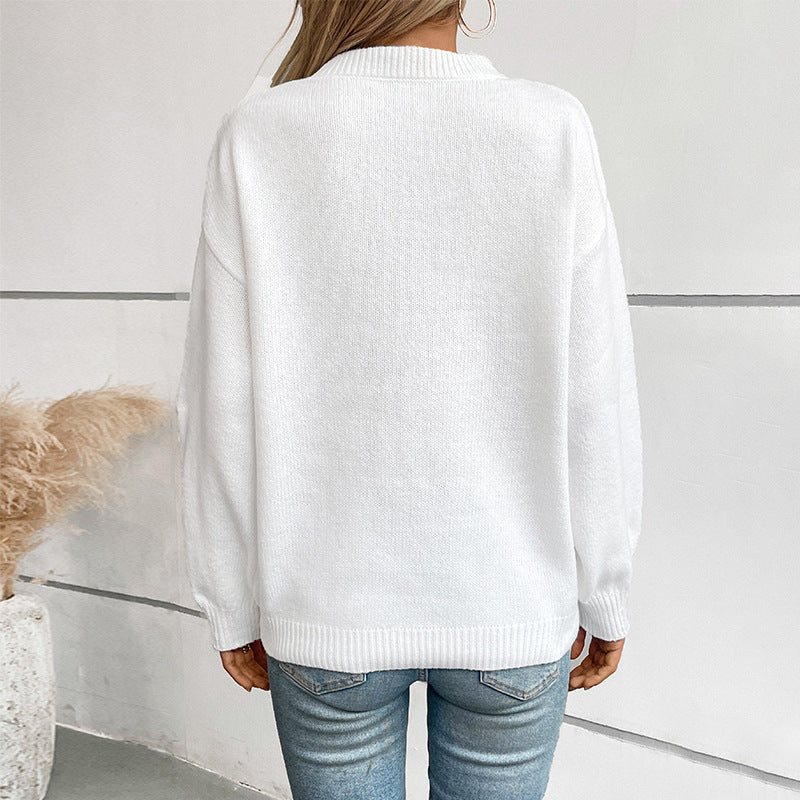 Knit sweater for women with flag pattern and round neckline Lune London
