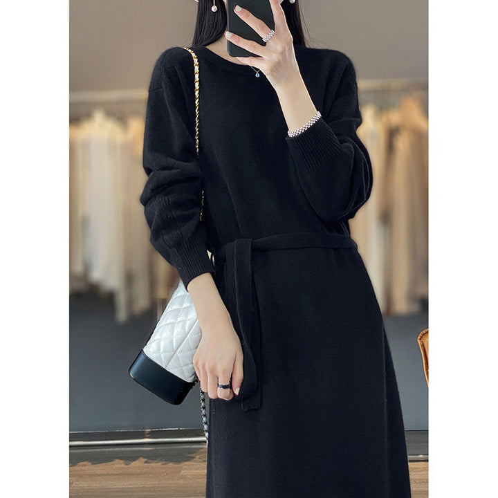 Knit dress for women with tie detail and soft material Lune London