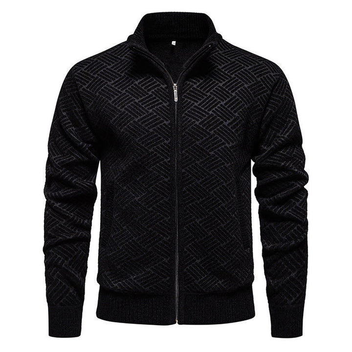 Trendy cardigan jacket for men with high collar and zipper Lune London