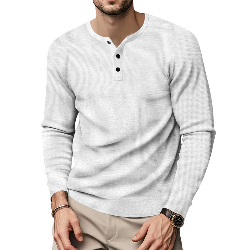 Men's Long Sleeve Henley Shirt made of breathable cotton blend with textured fabric Lune London