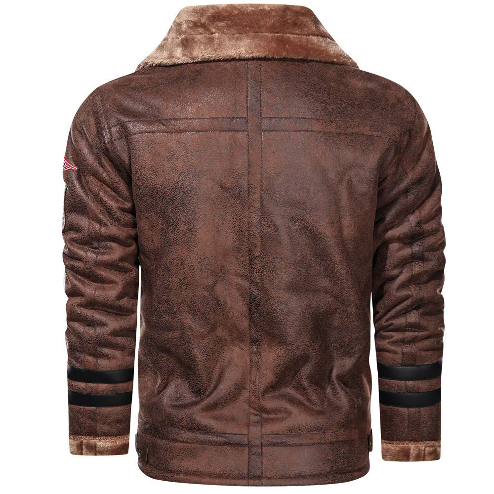 Pilot jacket for men in synthetic leather with warm lining Lune London