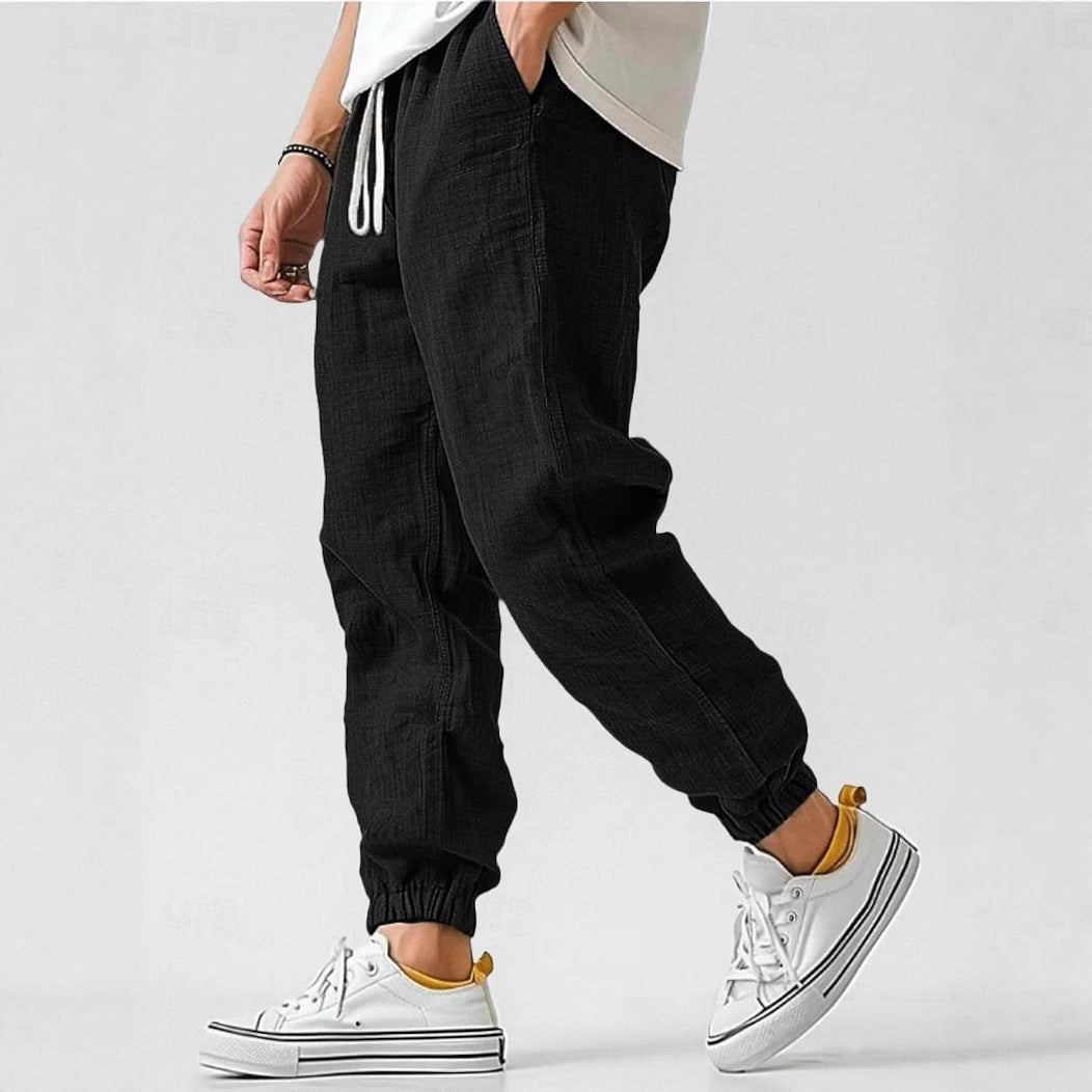 Men's Comfortable Linen Pants with Elastic Waistband and Side Pockets Lune London
