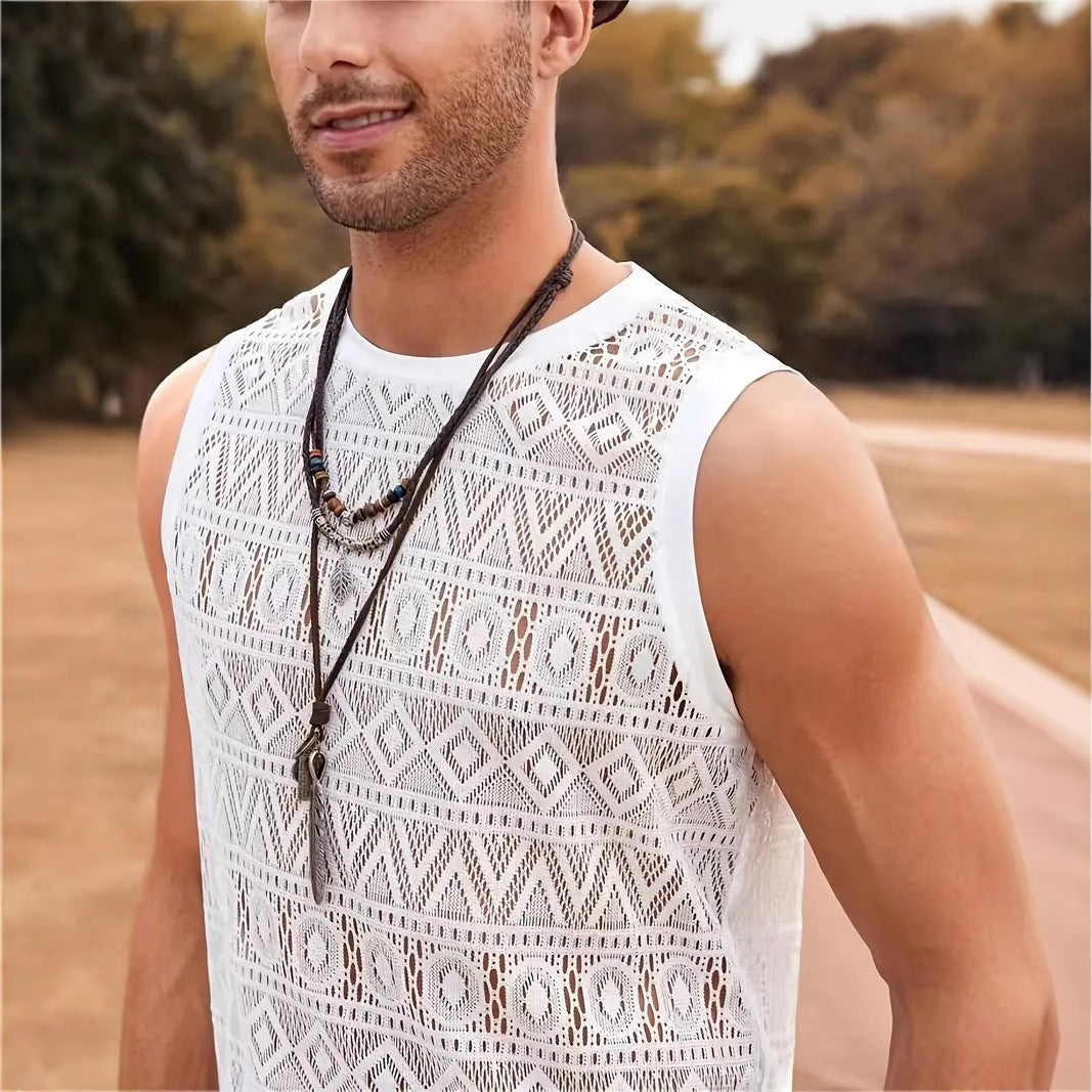 Men's sleeveless T-shirt with textured design Lune London