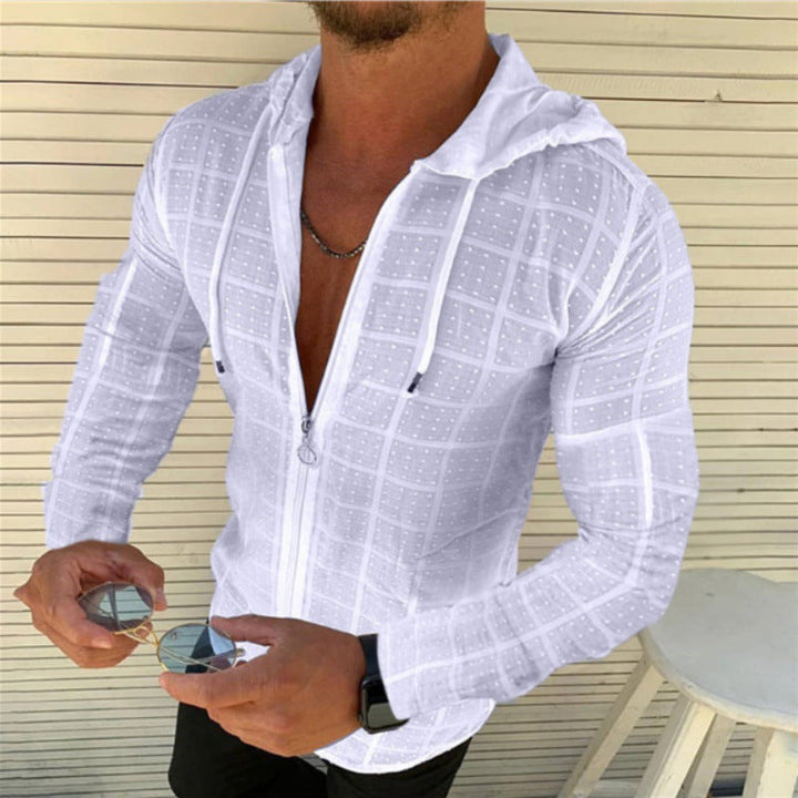 Men's Sporty Long Sleeve Jacket with Innovative Texture Pattern and Practical Zipper Lune London