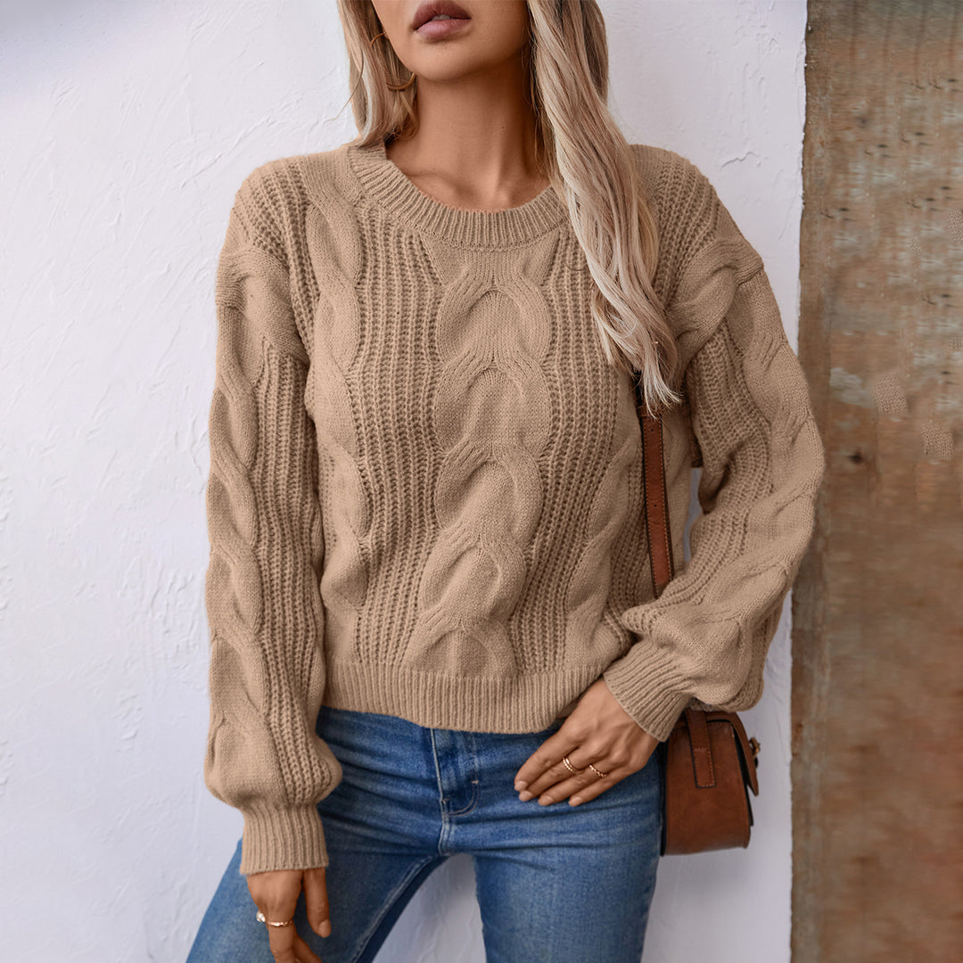 Pull femme en grosse maille avec des manches volumineuses et motif en torsades Lune London