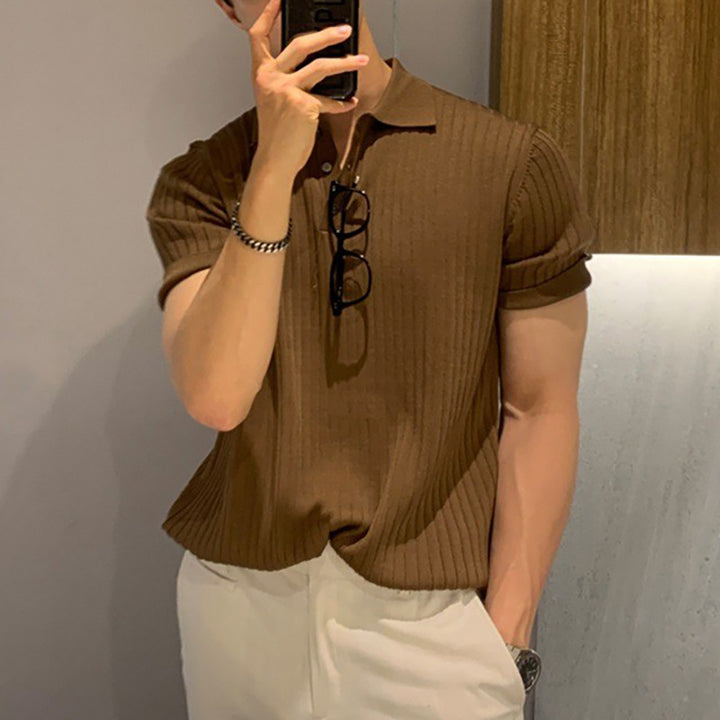Cotton polo shirt for men with textured ribbed design and elegant collar Lune London