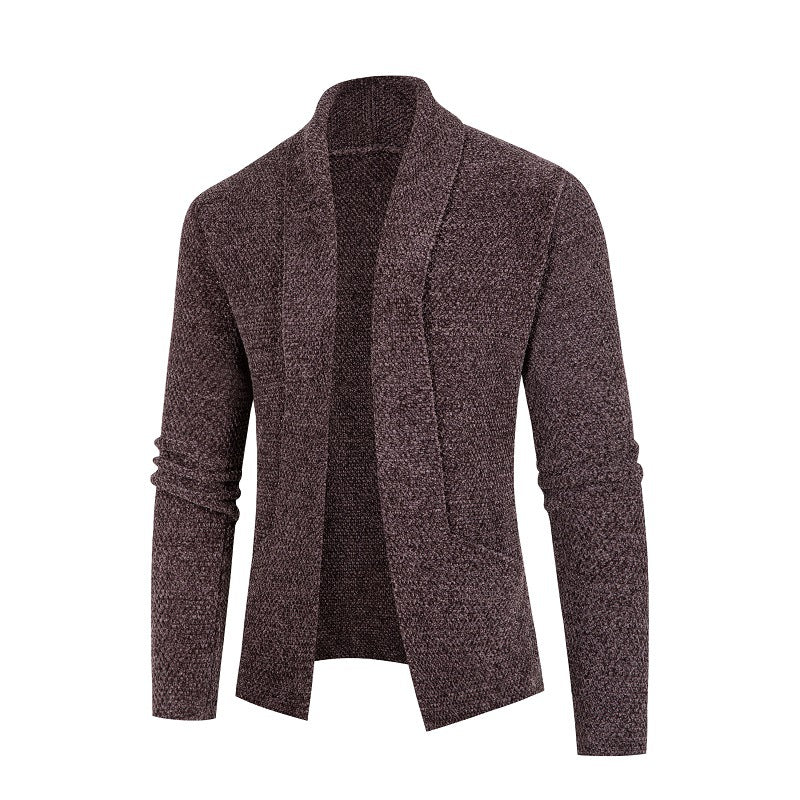 Men's knitted jacket with a modern shawl collar and a fine textured pattern Lune London