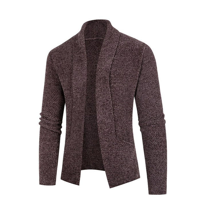 Men's knitted jacket with a modern shawl collar and a fine textured pattern Lune London
