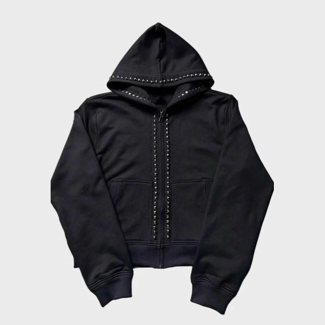 Lady hoodie with decorative studs and straight cut Lune London